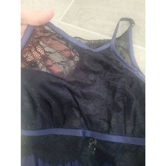 Lot of Two Soma‎ Sleepshirts Temptation Cami Lacey Sleep Top Blue and Black Size - Picture 5 of 15